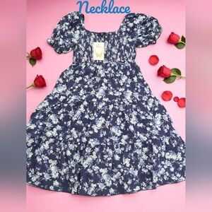New smocked summer dress with necklace Girls 10